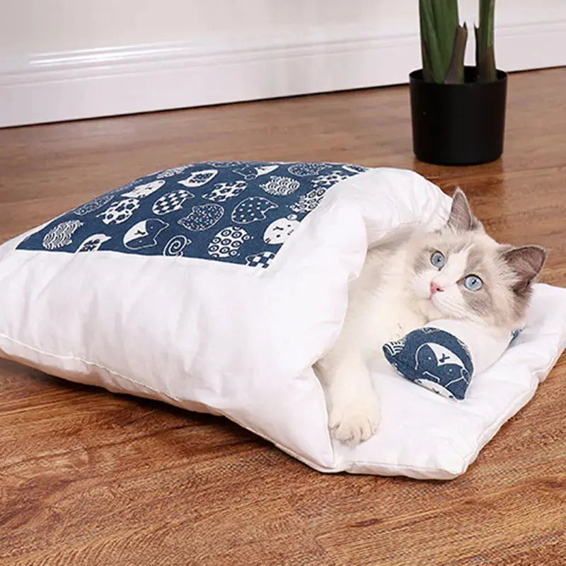 Lit Pour Chat Façon Sac De Couchage Avec Un Petit Oreiller