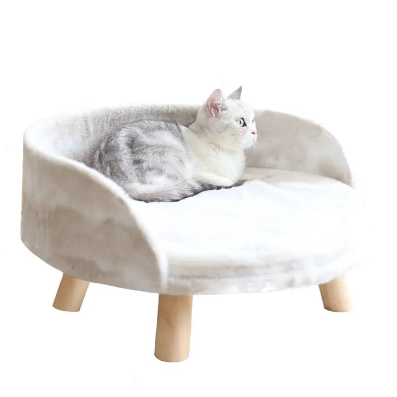 Lit chaud et lavable en laine d'agneau pour chat