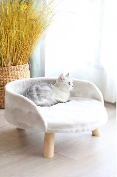 Lit chaud et lavable en laine d'agneau pour chat