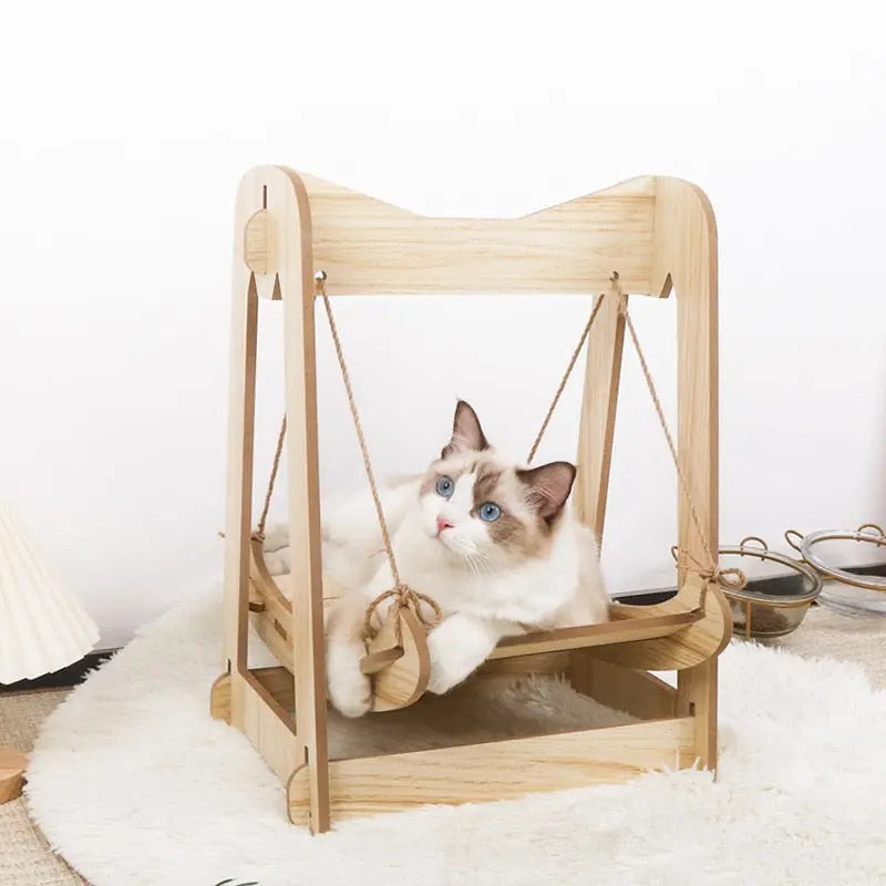 Lit hamac en bois pour chat