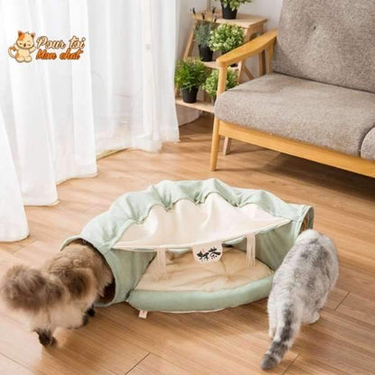 Tunnel de Jeu avec Coussin pour Chat - CoussiCat™