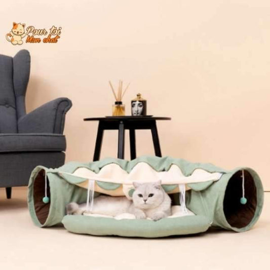 Tunnel de Jeu avec Coussin pour Chat - CoussiCat™