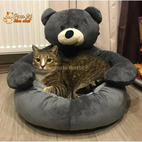 NICHE EN PELUCHE OURSON POUR CHAT - OURSàCHAT™