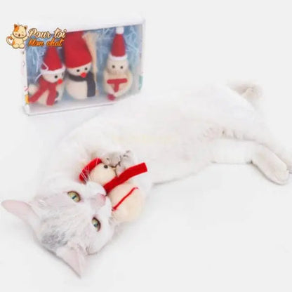 Noël Jouets, boule culbuto en feutre de laine, décors de Noël, Bonhomme de neige - Pour Chat - CulbutoNeigeChat™