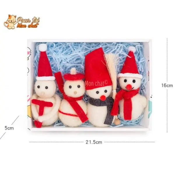 Noël Jouets, boule culbuto en feutre de laine, décors de Noël, Bonhomme de neige - Pour Chat - CulbutoNeigeChat™