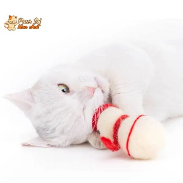 Noël Jouets, boule culbuto en feutre de laine, décors de Noël, Bonhomme de neige - Pour Chat - CulbutoNeigeChat™