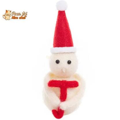 Noël Jouets, boule culbuto en feutre de laine, décors de Noël, Bonhomme de neige - Pour Chat - CulbutoNeigeChat™