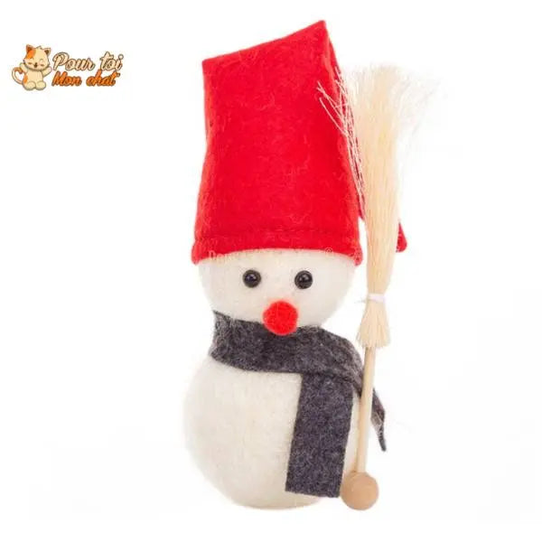 Noël Jouets, boule culbuto en feutre de laine, décors de Noël, Bonhomme de neige - Pour Chat - CulbutoNeigeChat™