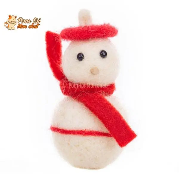 Noël Jouets, boule culbuto en feutre de laine, décors de Noël, Bonhomme de neige - Pour Chat - CulbutoNeigeChat™