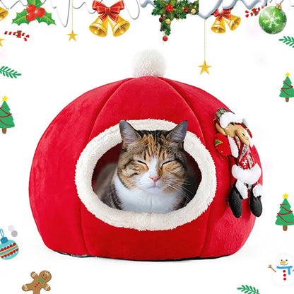 Noël Lit et Coussins en forme de Renne, Citrouille, Botte et Sapin de Noël - pour Chat - NOËLdeCHAT™