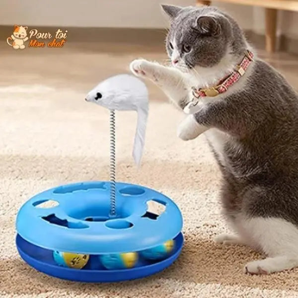 Jouet à balles et plumes : 2 jouets en 1 interactifs pour chat - Pilou-Pilou™