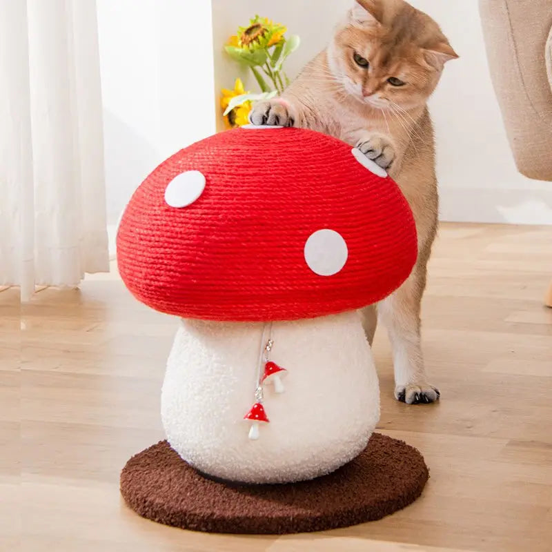 Planche à gratter en sisal en forme de champignon pour chat