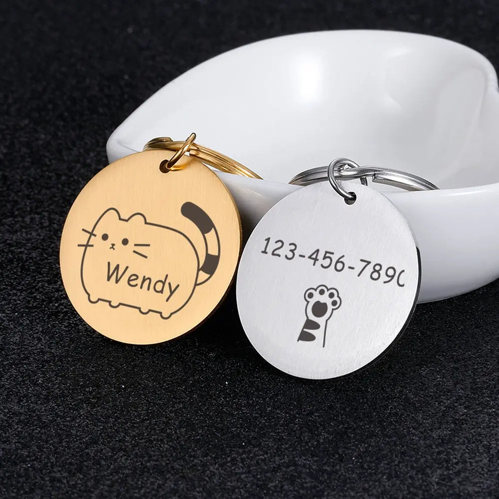 Plaque de collier personnalisée en acier inoxydable pour chat