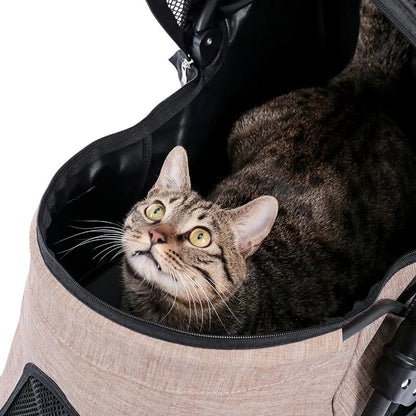 Poussette pliable avec panier de rangement pour chat