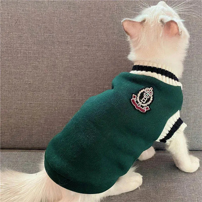 Pull pour Chat en Coton avec un Blason dans le Dos