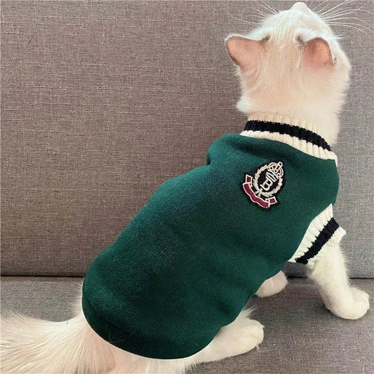 Pull pour Chat en Coton avec un Blason dans le Dos