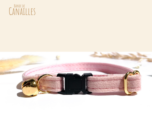 Collier Chat Anti-Étranglement Velours Rose