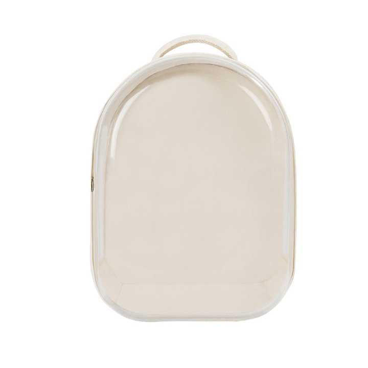 Sac à dos de transport pliable blanc en cuir avec un côté transparent pour chat