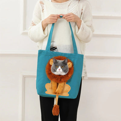 Sac à main portable à design de lion pour chat