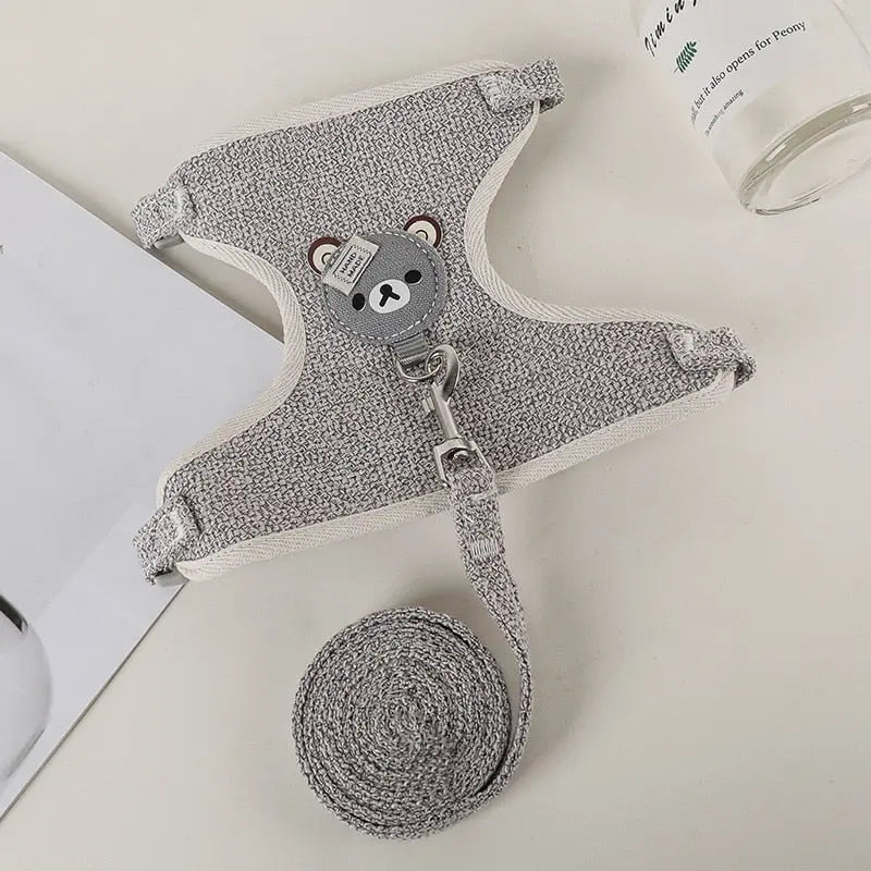 Sangle de poitrine en glaçure avec design d'ourson pour chat