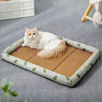 Tapis Rafraichissant Chat En Rotin Respirant