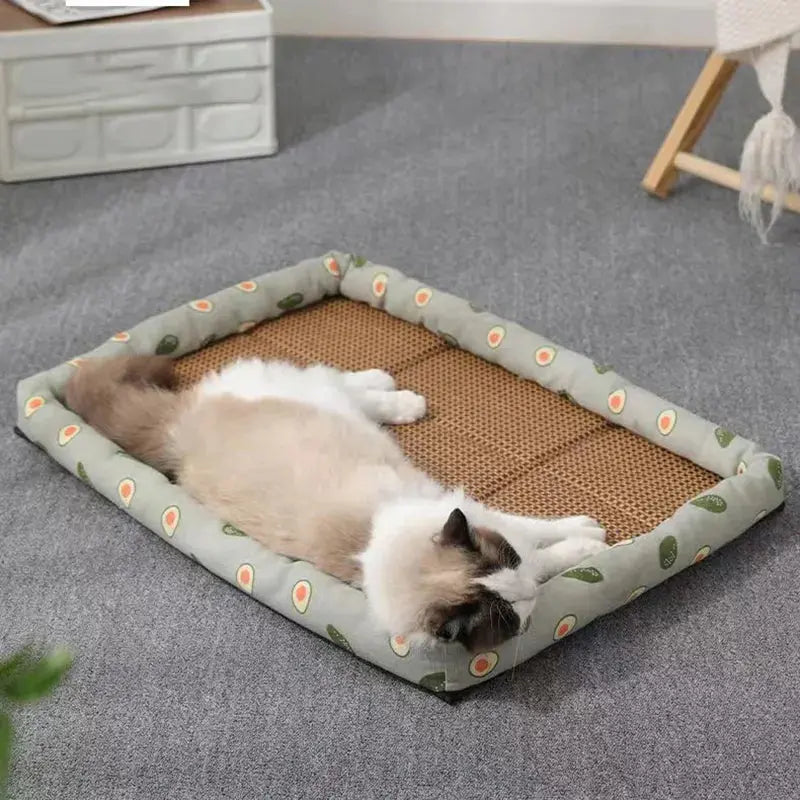 Tapis Rafraichissant Chat En Rotin Respirant