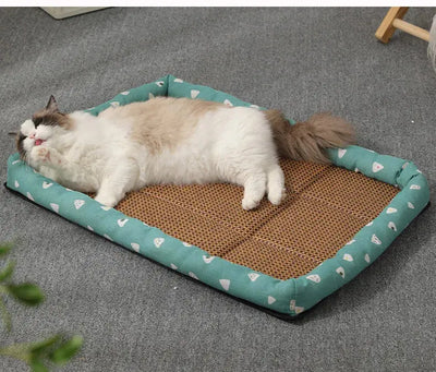 Tapis Rafraichissant Chat En Rotin Respirant