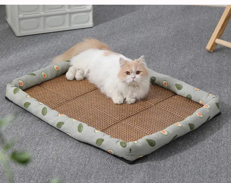 Tapis Rafraichissant Chat En Rotin Respirant