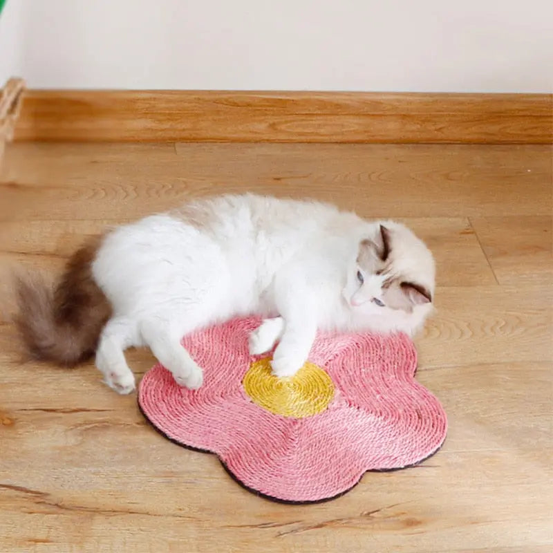 Tapis à griffes de chat en sisal à forme de fleur