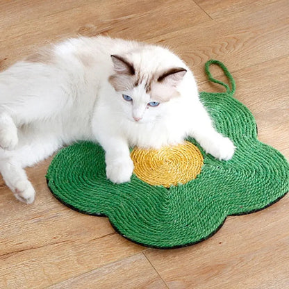 Tapis à griffes de chat en sisal à forme de fleur