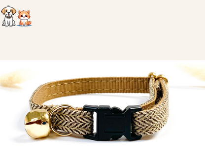 Collier Chat Anti-Étranglement Chevron Noisette