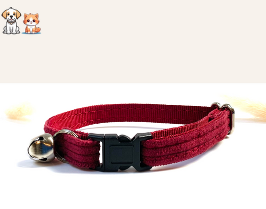 Burgundy Corduroy Anti-Strangulation Cat Collar