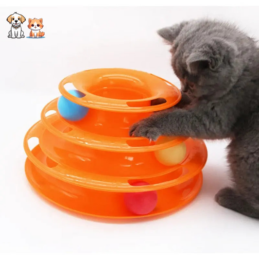 Tour Interactive avec boules tournantes pour chaton