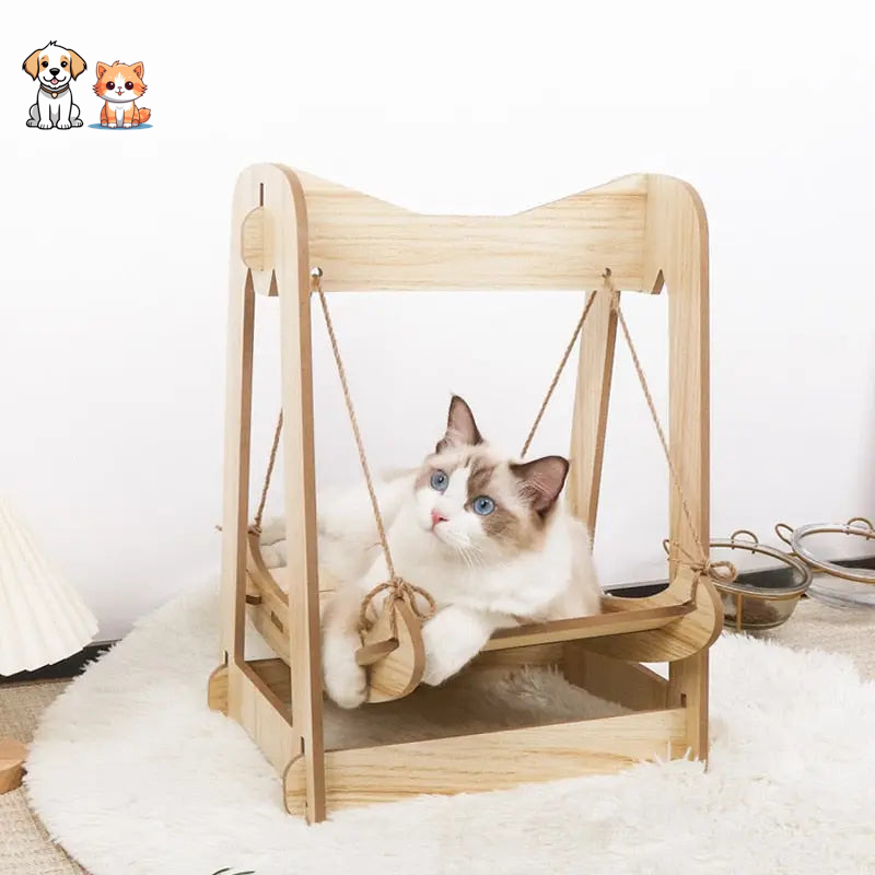 Wooden hammock bed for cats