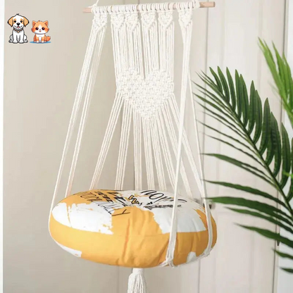 Hamaca Gato Macramé Blanco Sin Cojín