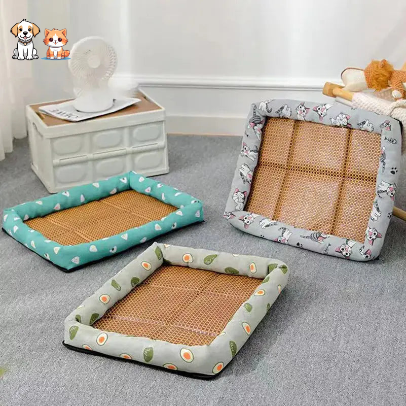 Tapis Rafraichissant Chat En Rotin Respirant