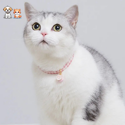 Collier réglable rose pour chat avec pendentif de patte de chat et cloche