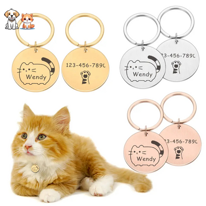 Etiqueta personalizada para collar de gato de acero inoxidable