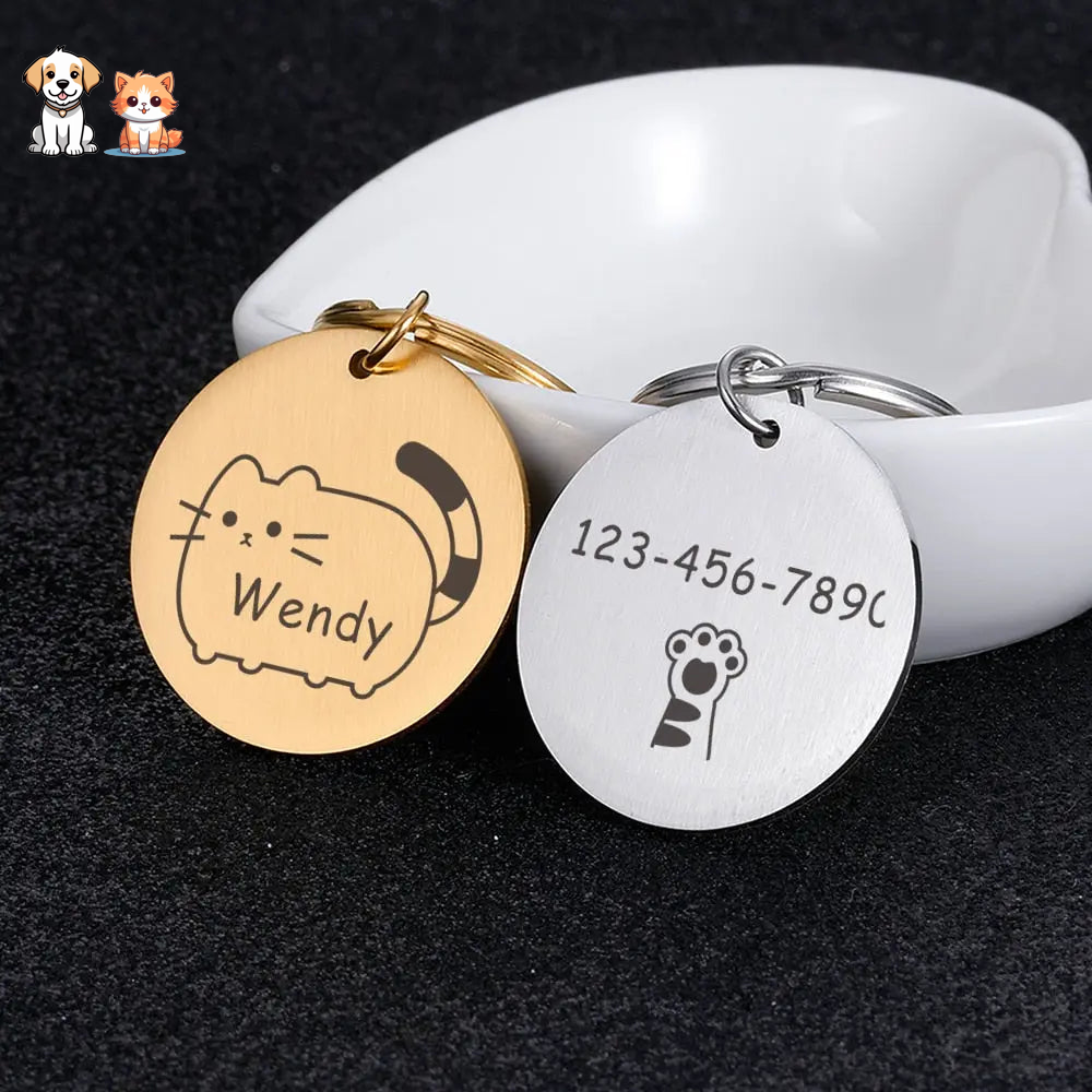 Etiqueta personalizada para collar de gato de acero inoxidable