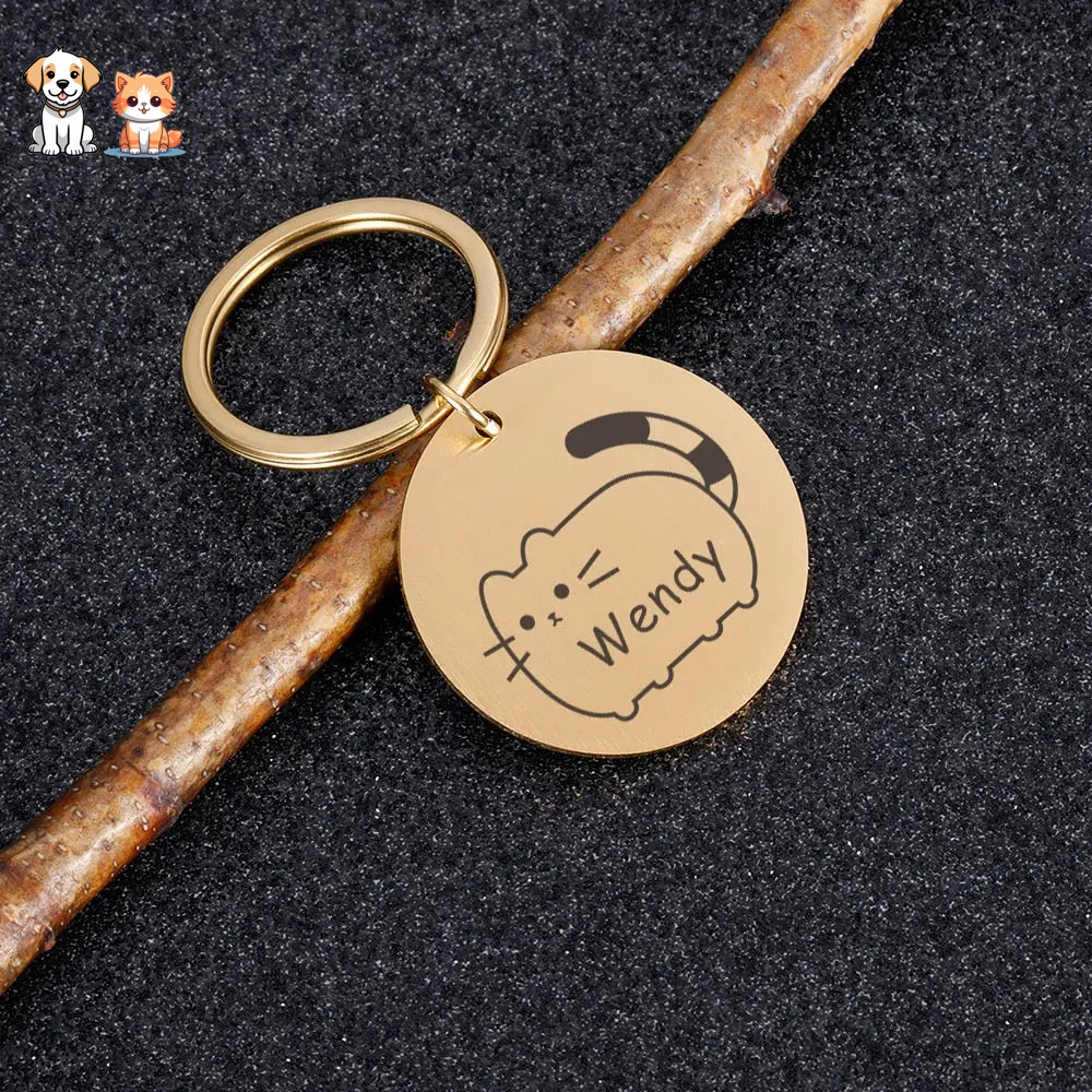 Etiqueta personalizada para collar de gato de acero inoxidable