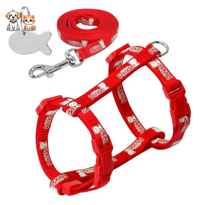 Anti-Escape Cat Harness with a Fish-Shaped Plate