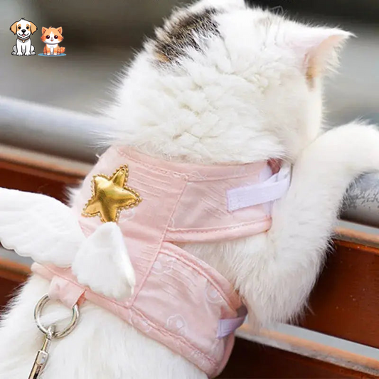 Kitten Harness with White Wings and Yellow Star