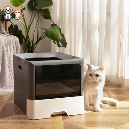 Litter box with scoop for big cats