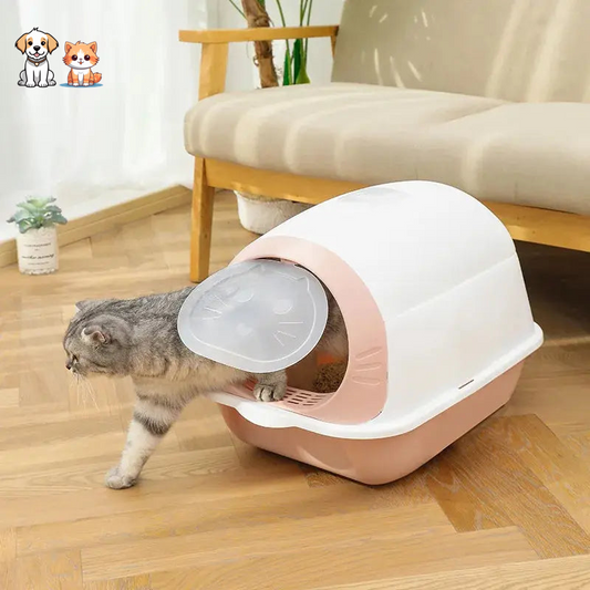Fully Enclosed Kitten Litter Box with Swing Door