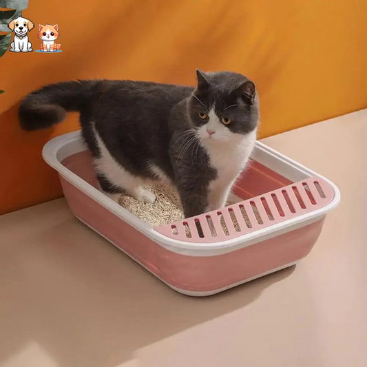 Semi-Closed Kitten Litter Box with Raised Edges and Foldable