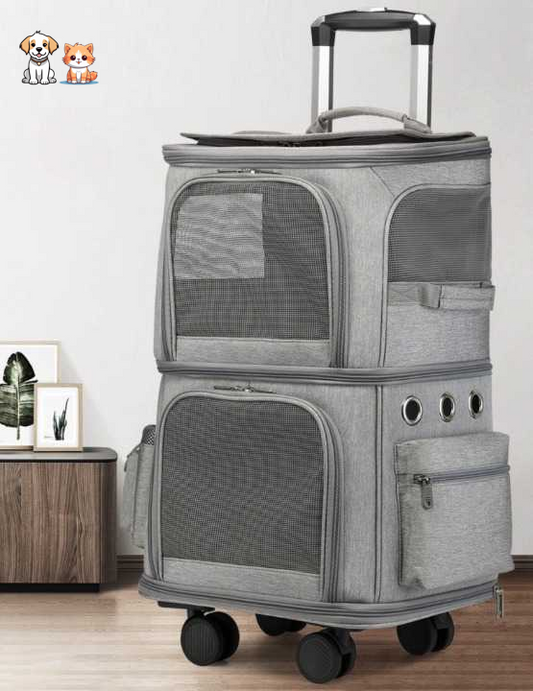 Foldable telescopic wheeled cat bag